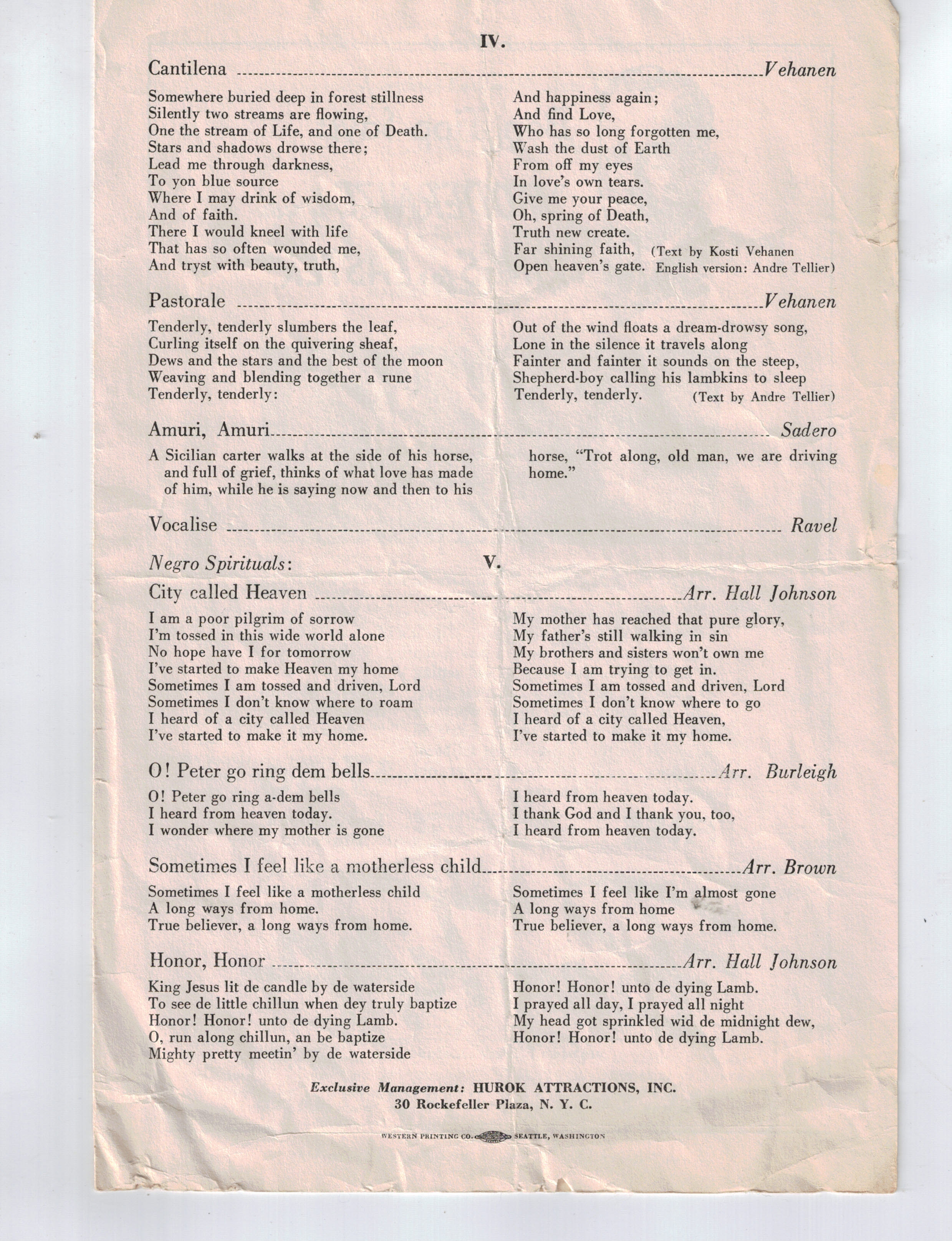 Marian Anderson Concert Program 1940 p3